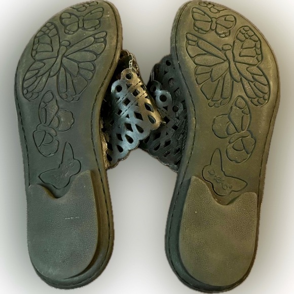 Born Concepts Black Eyelet Sandals boc size 8M leather Summer Beach Thongs - Picture 5 of 16